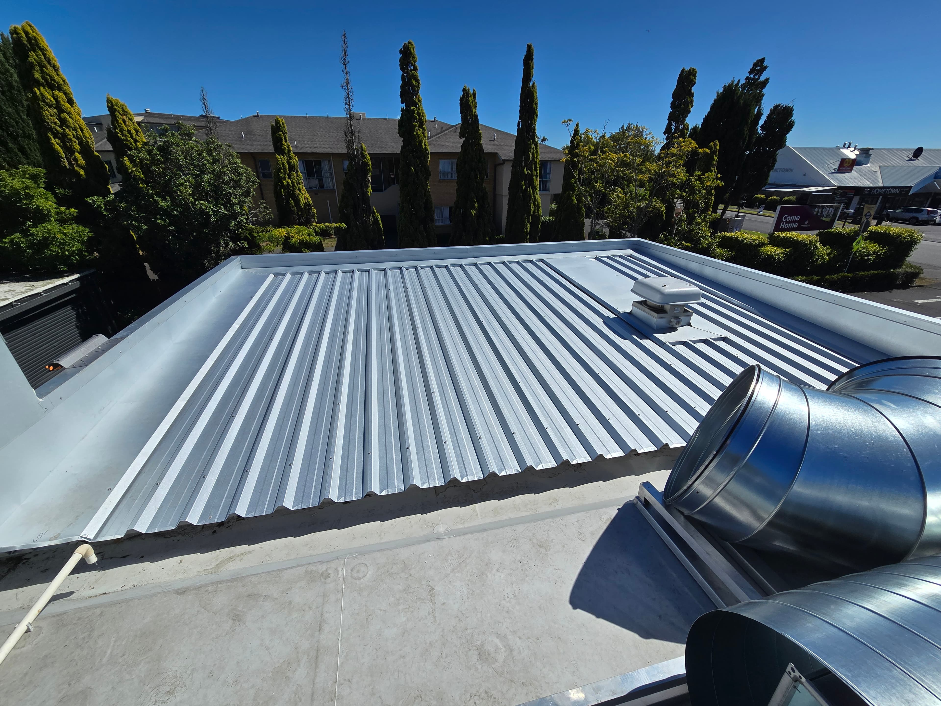 Commercial building with new roofing