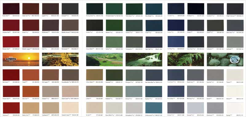 Roofing Re-coat Colour chart